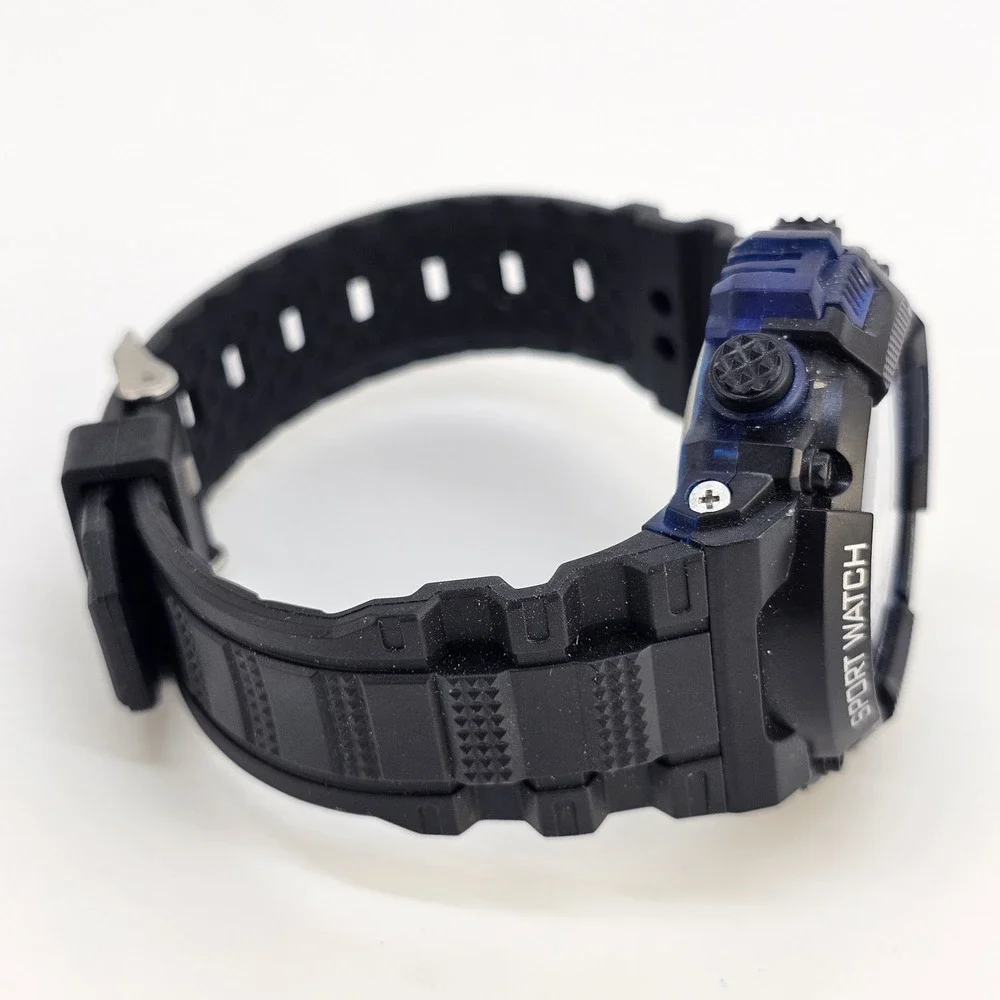 Men's Sports‎ Digital Watch 50MM Day Date Light Black Plastic Bands Working